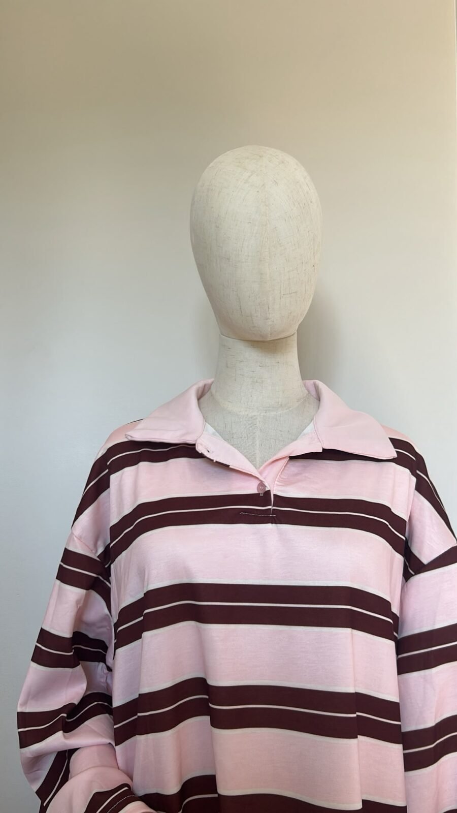Polo Oversize Rayé Rose & Marron
