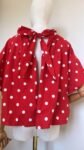 Blouse Cape à Pois Rouge et Blanc, Nœud Dos Nu