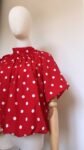 Blouse Cape à Pois Rouge et Blanc, Nœud Dos Nu
