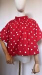 Blouse Cape à Pois Rouge et Blanc, Nœud Dos Nu