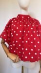 Blouse Cape à Pois Rouge et Blanc, Nœud Dos Nu