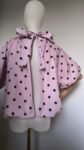 Blouse Cape à Pois Rose et Marron, Nœud Dos Nu