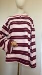 Polo oversize rayé rose & bordeaux, col rose poudré