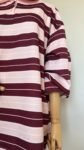 Polo oversize rayé rose & bordeaux, col rose poudré
