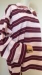 Polo oversize rayé rose & bordeaux, col rose poudré