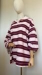 Polo oversize rayé rose & bordeaux, col rose poudré
